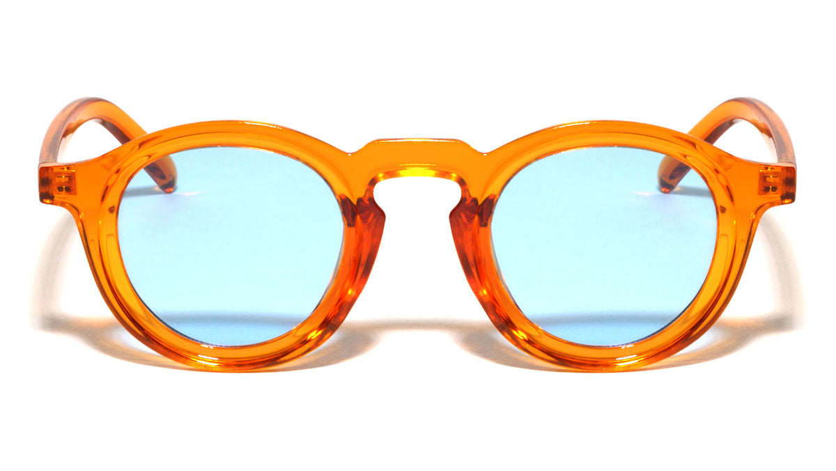 Keyhole Nose Straight Temple Retro Fashion Round Wholesale Sunglasses