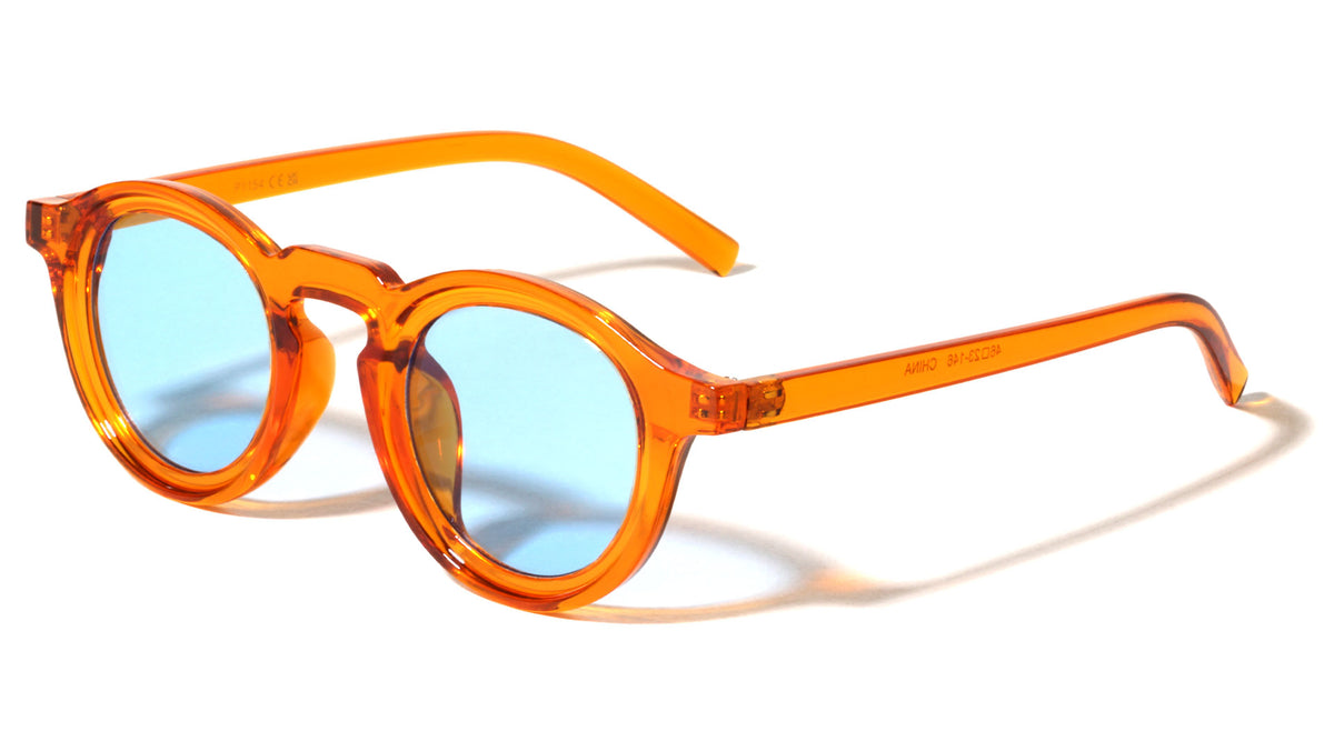 Keyhole Nose Straight Temple Retro Fashion Round Wholesale Sunglasses