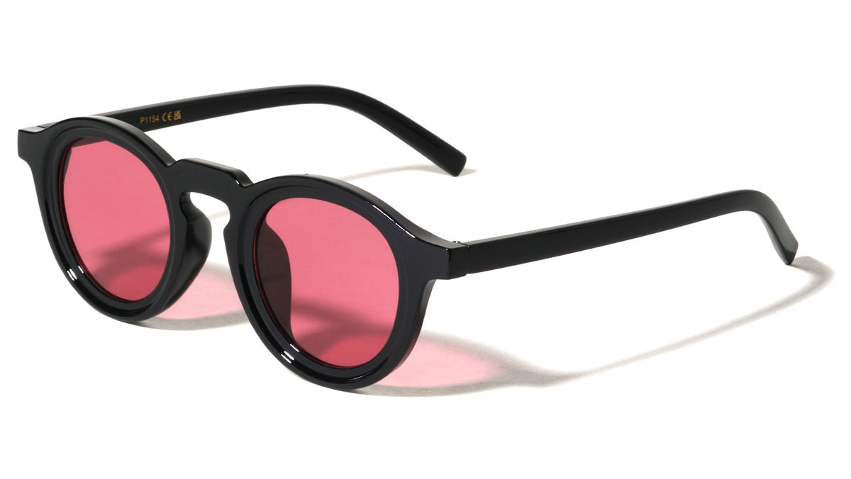 Keyhole Nose Straight Temple Retro Fashion Round Wholesale Sunglasses