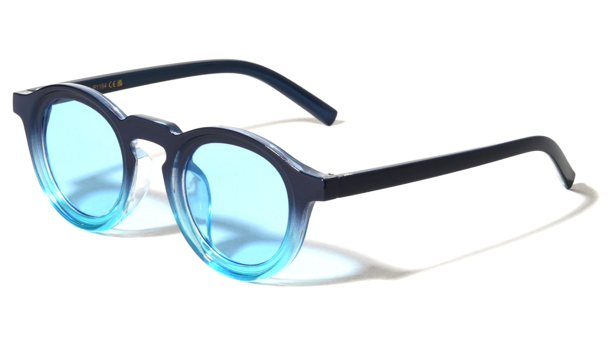 Keyhole Nose Straight Temple Retro Fashion Round Wholesale Sunglasses