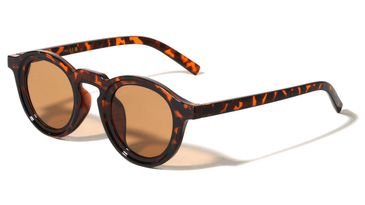 Keyhole Nose Straight Temple Retro Fashion Round Wholesale Sunglasses