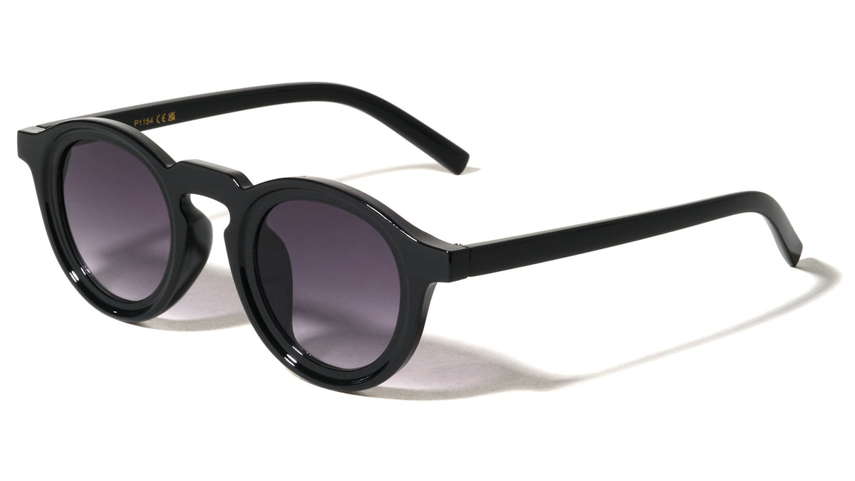 Keyhole Nose Straight Temple Retro Fashion Round Wholesale Sunglasses