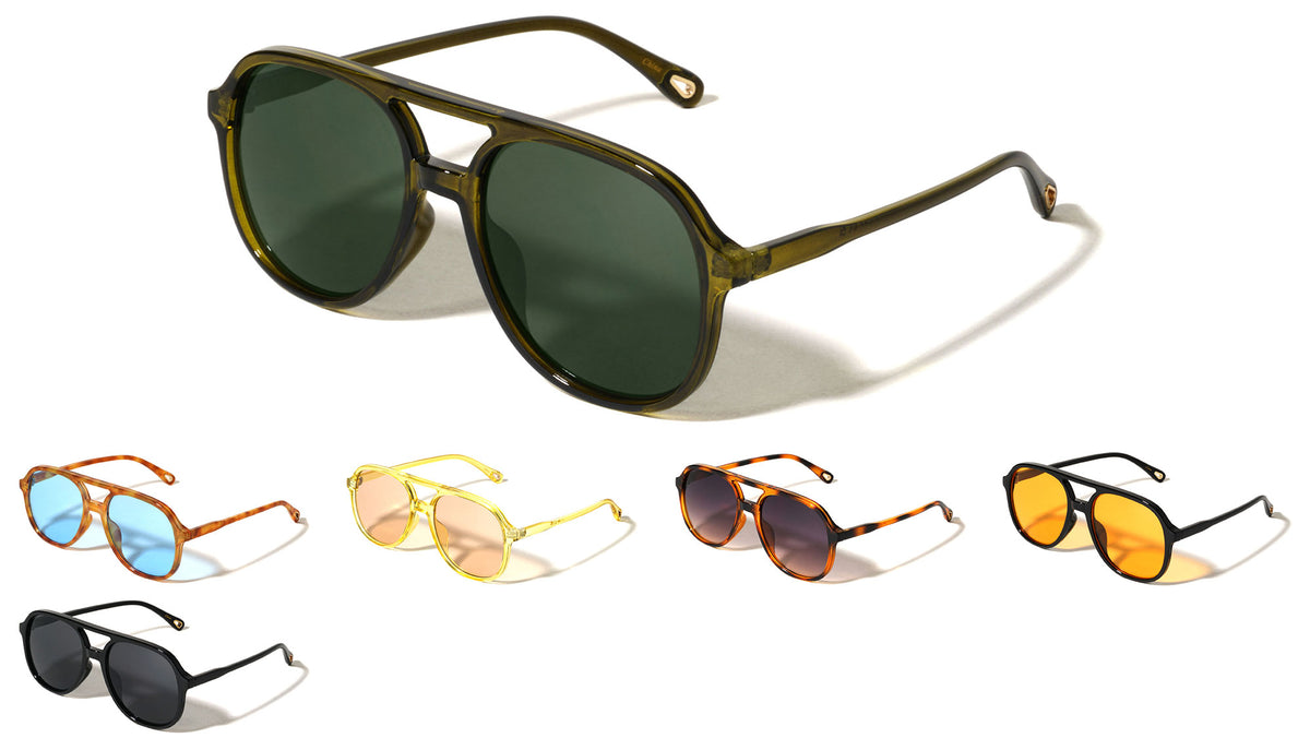Temple Teardrop Hole Accent Modern Aviators Wholesale Sunglasses