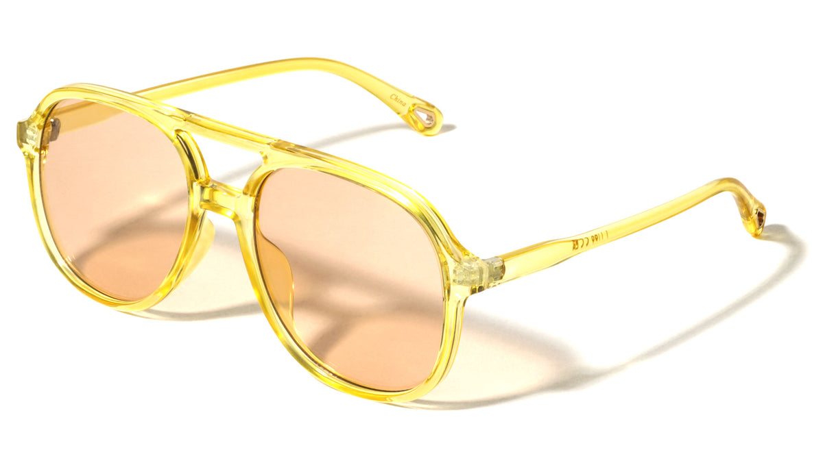 Temple Teardrop Hole Accent Modern Aviators Wholesale Sunglasses