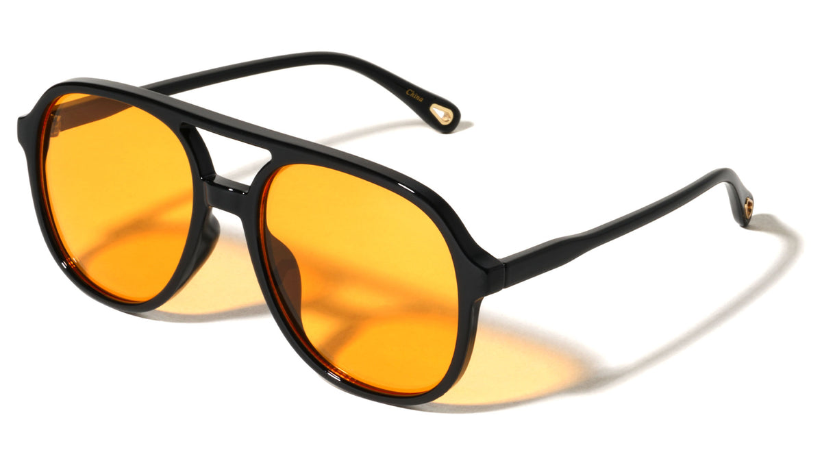 Temple Teardrop Hole Accent Modern Aviators Wholesale Sunglasses