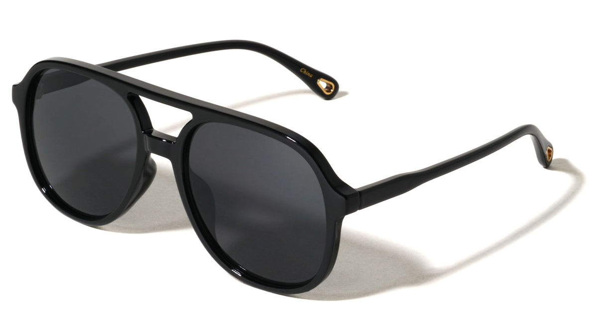 Temple Teardrop Hole Accent Modern Aviators Wholesale Sunglasses