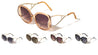 Crystal Color Extended Oval Temple Butterfly Wholesale Bulk Sunglasses