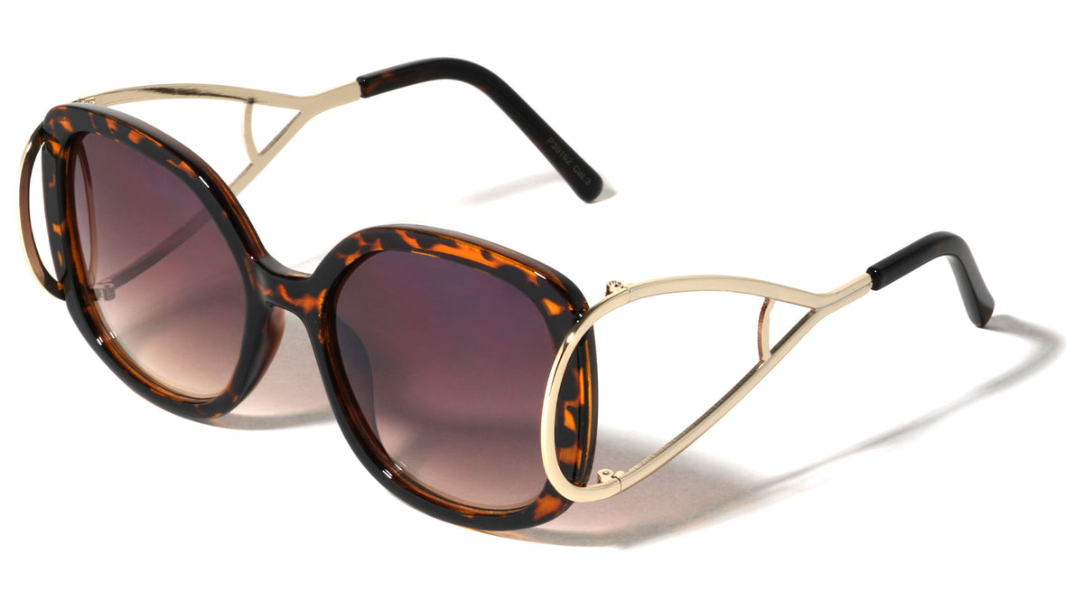 Crystal Color Extended Oval Temple Butterfly Wholesale Bulk Sunglasses