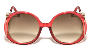 Crystal Color Extended Oval Temple Round Wholesale Bulk Sunglasses