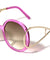 Crystal Color Extended Oval Temple Round Wholesale Bulk Sunglasses