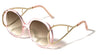 Crystal Color Extended Oval Temple Round Wholesale Bulk Sunglasses