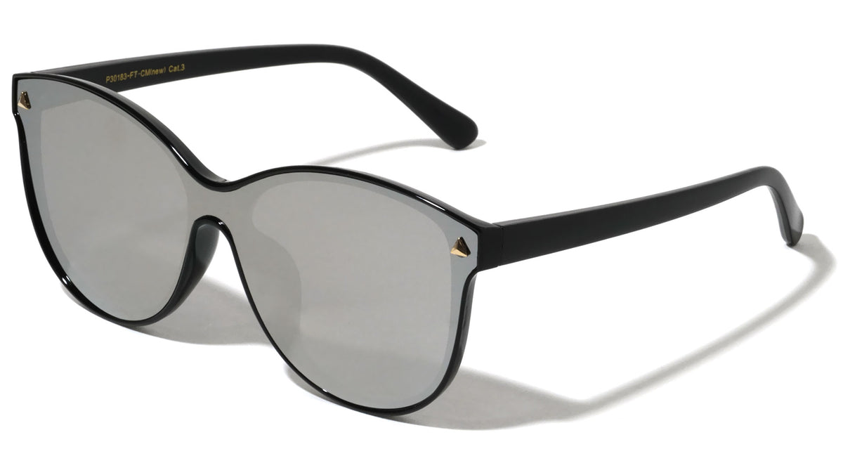 Solid One Piece Flat Color Mirror Lens Bulk Sunglasses