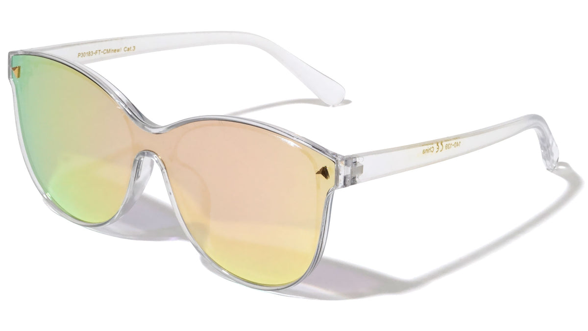 Solid One Piece Flat Color Mirror Lens Bulk Sunglasses
