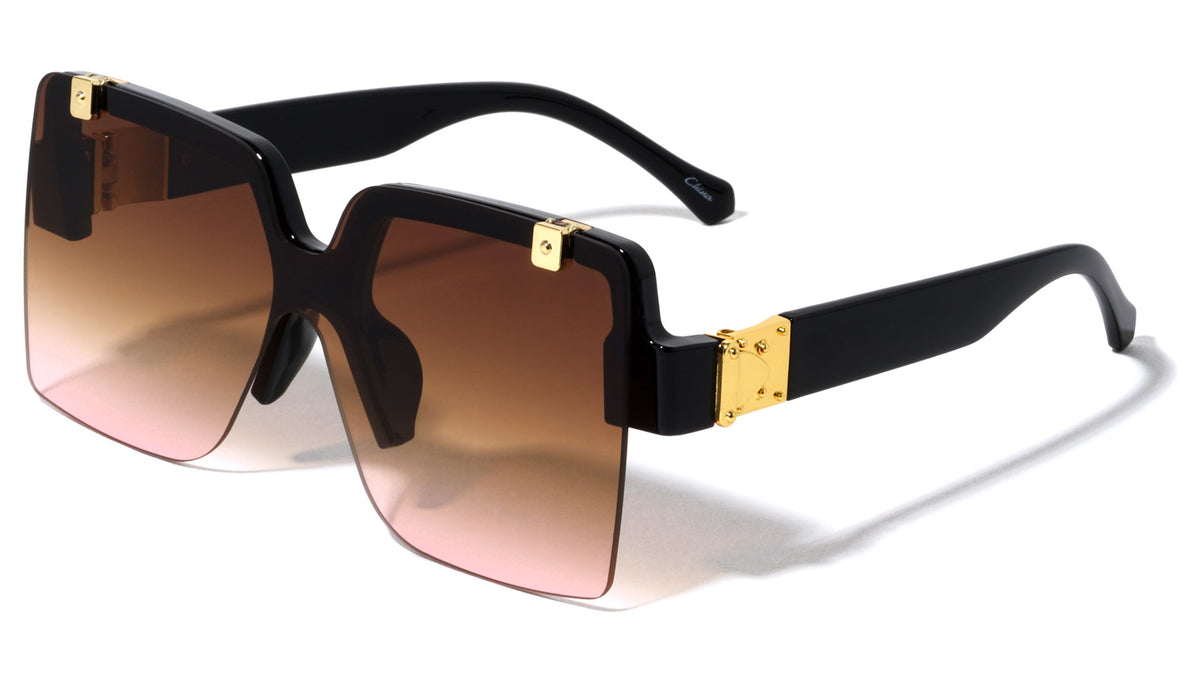 Rimless Flip-up Butterfly Shield Fashion Wholesale Sunglasses