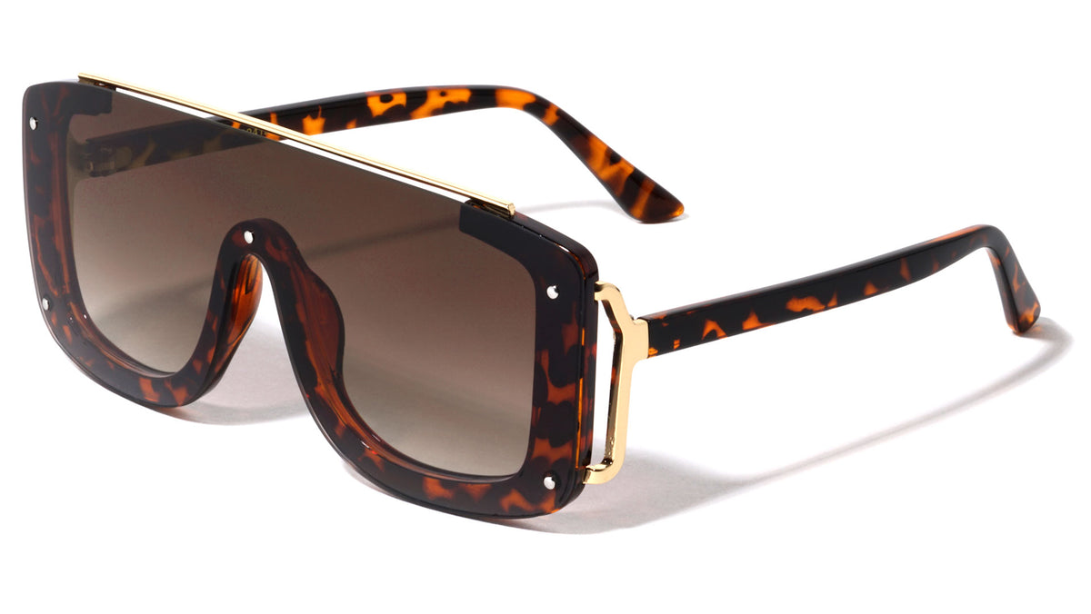 Rimless One Piece Shield Lens Rectangle Fashion Wholesale Sunglasses