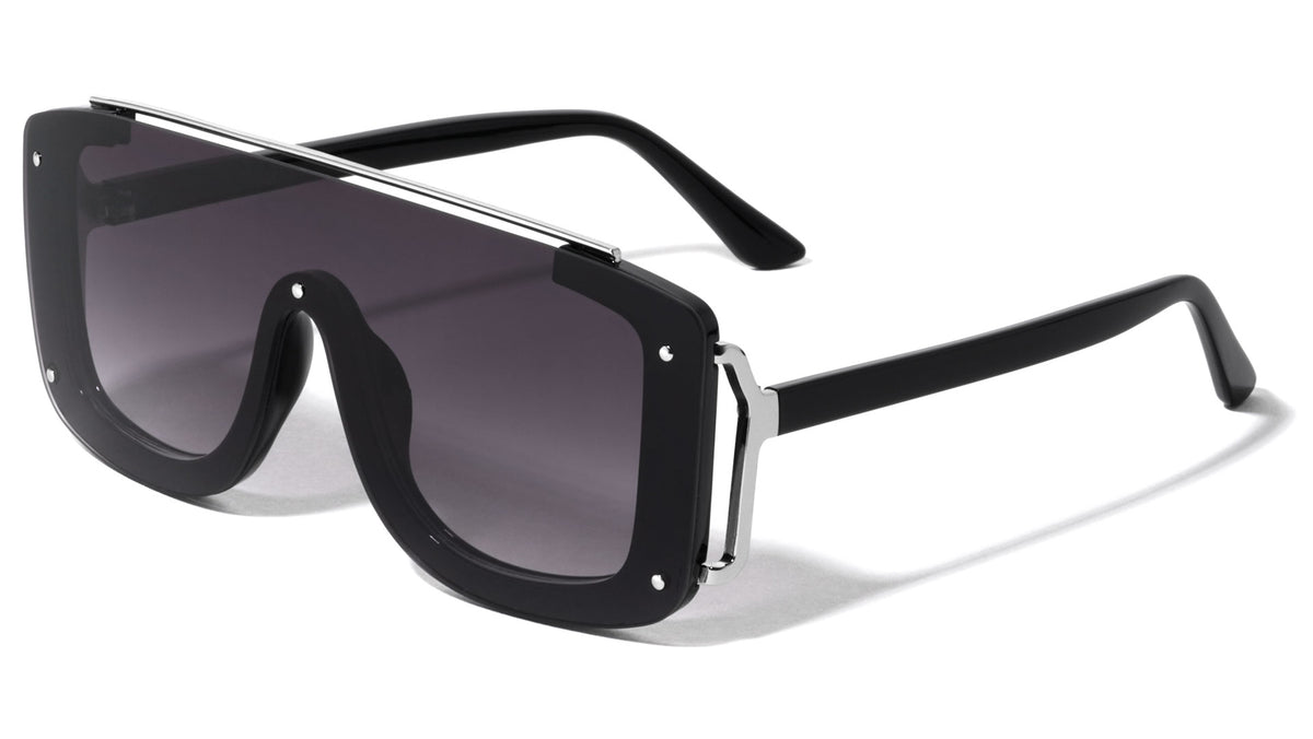 Rimless One Piece Shield Lens Rectangle Fashion Wholesale Sunglasses