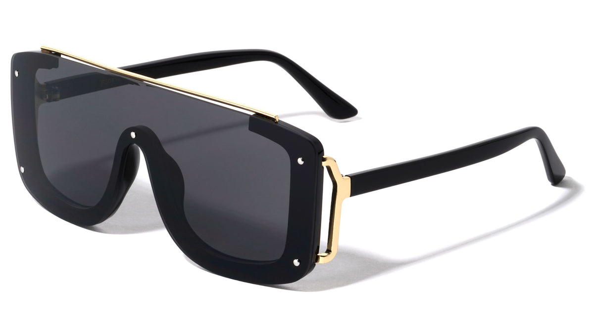 Rimless One Piece Shield Lens Rectangle Fashion Wholesale Sunglasses