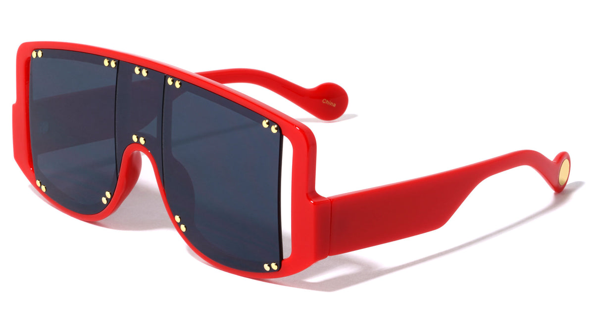 Studded Oversized Three Piece Lens Wholesale Sunglasses