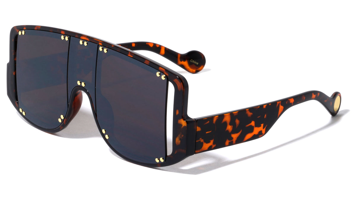 Studded Oversized Three Piece Lens Wholesale Sunglasses