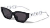 Large Chain Temple Angular Cat Eye Wholesale Sunglasses
