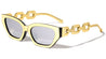 Large Chain Temple Angular Cat Eye Wholesale Sunglasses