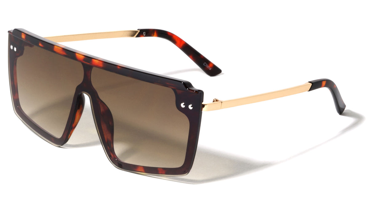 Flat Top Rimless One Piece Shield Wholesale Sunglasses