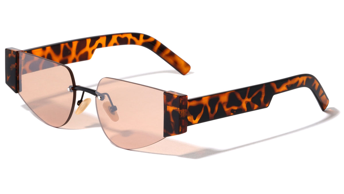 Rimless Cat Eye Geometric Frame Wholesale Sunglasses