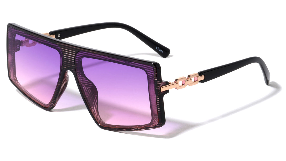 Flat Top Chain Temple Wholesale Sunglasses