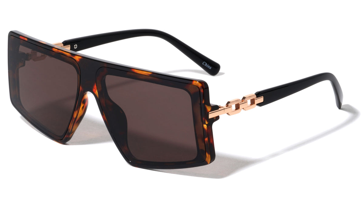 Flat Top Chain Temple Wholesale Sunglasses