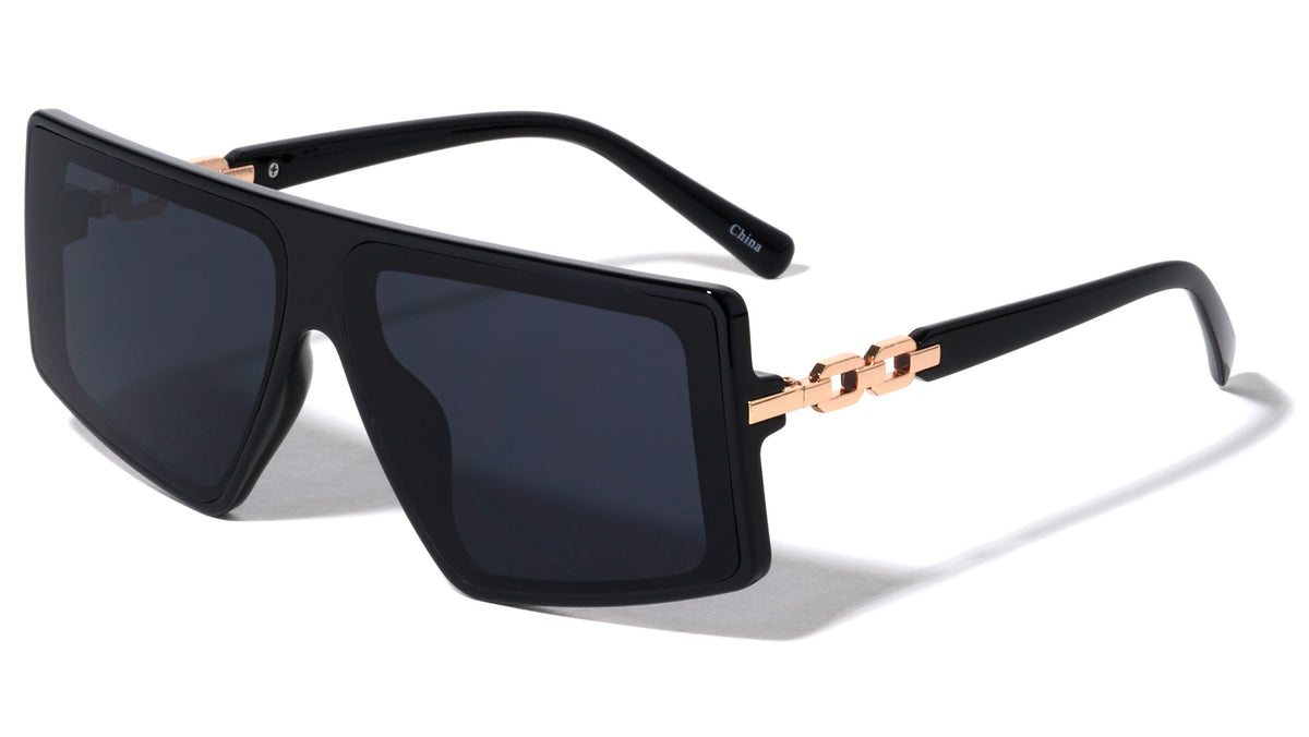 Flat Top Chain Temple Wholesale Sunglasses