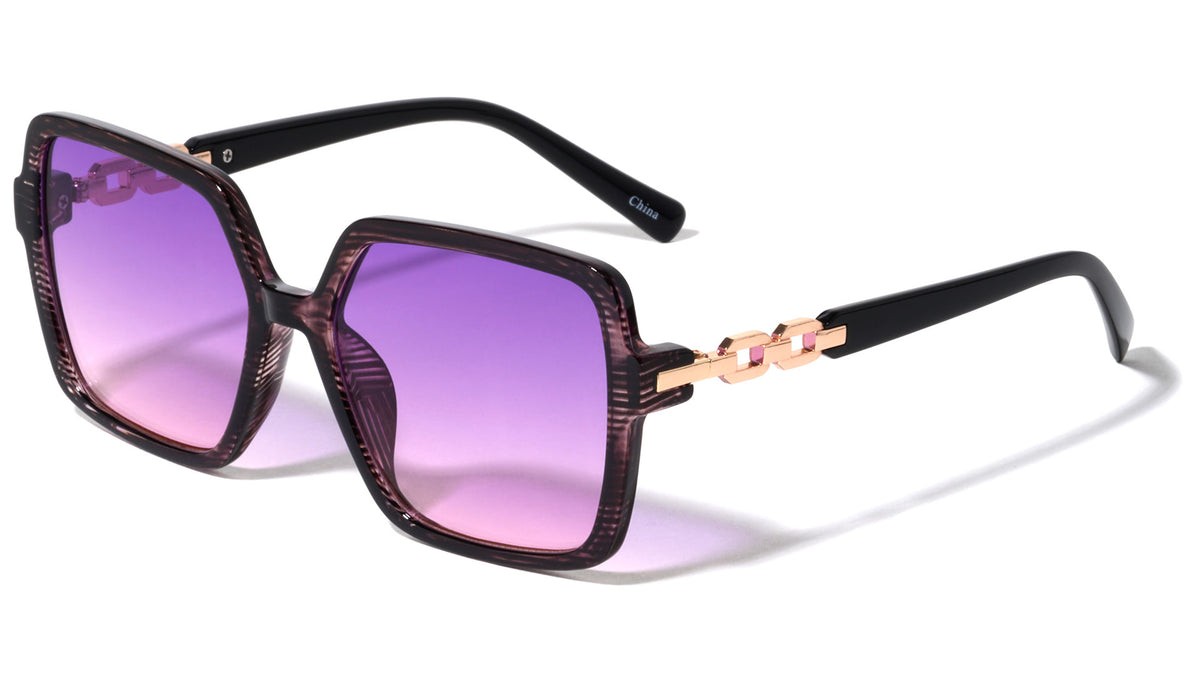 Round Butterfly Chain Temple Wholesale Sunglasses