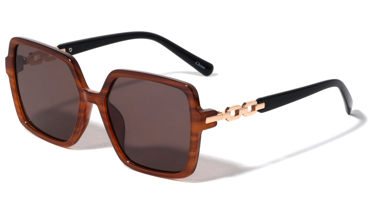 Round Butterfly Chain Temple Wholesale Sunglasses