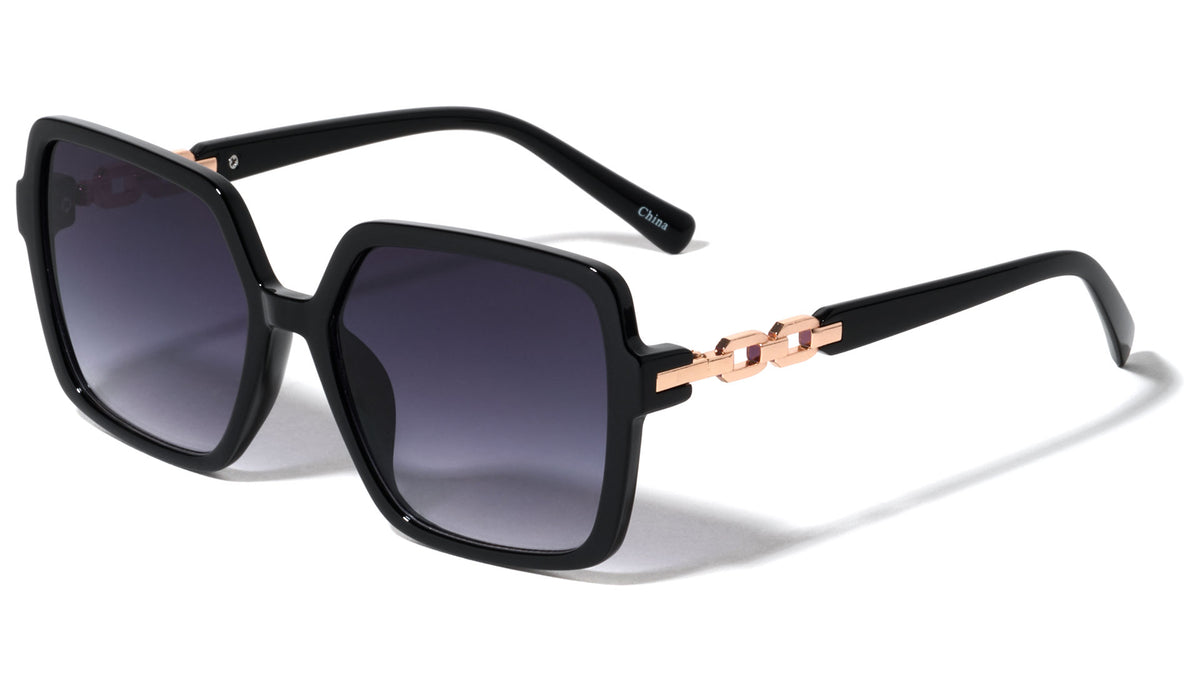 Round Butterfly Chain Temple Wholesale Sunglasses