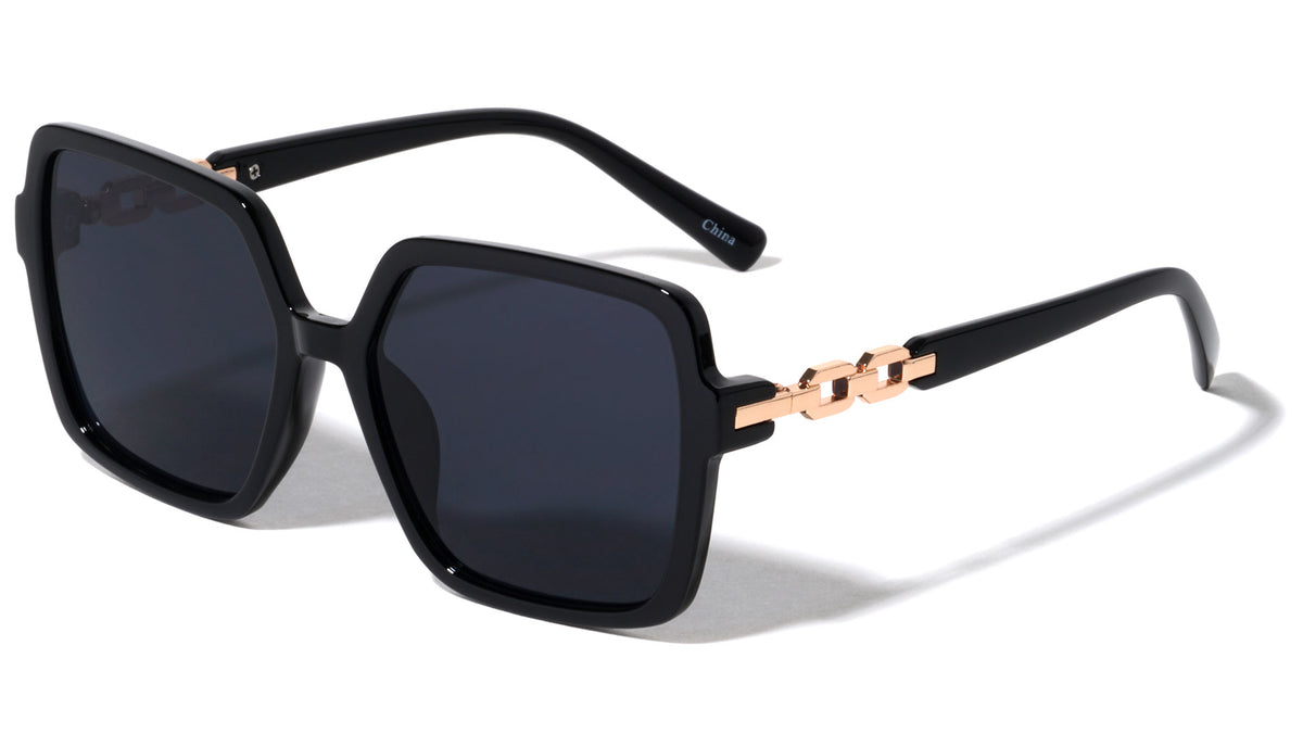 Round Butterfly Chain Temple Wholesale Sunglasses