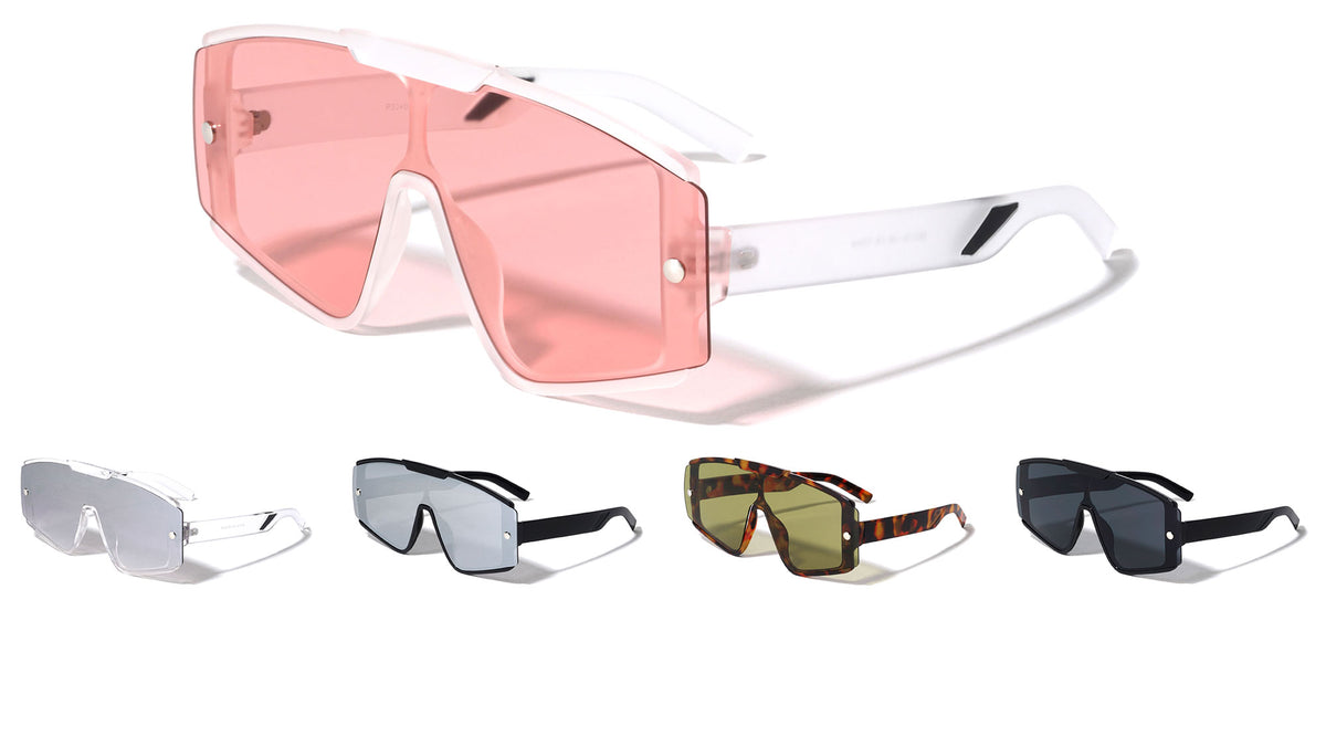 Semi Rimless Flat One Piece Fashion Oval Wholesale Sunglasses