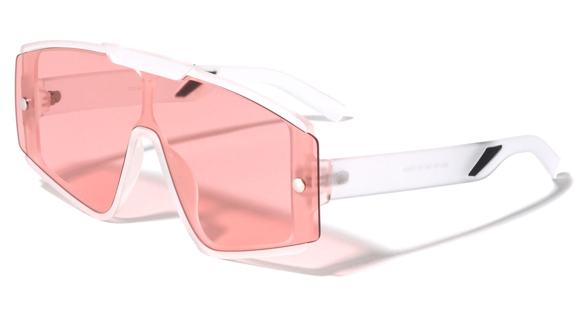 Semi Rimless Flat One Piece Fashion Oval Wholesale Sunglasses
