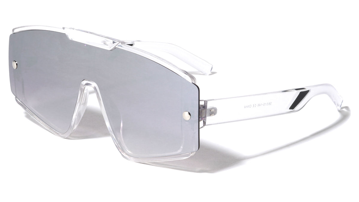 Semi Rimless Flat One Piece Fashion Oval Wholesale Sunglasses