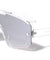 Semi Rimless Flat One Piece Fashion Oval Wholesale Sunglasses