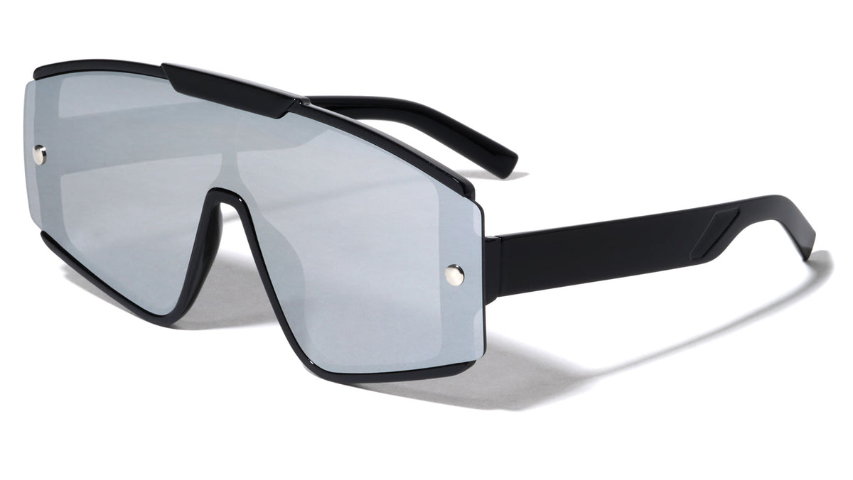 Semi Rimless Flat One Piece Fashion Oval Wholesale Sunglasses