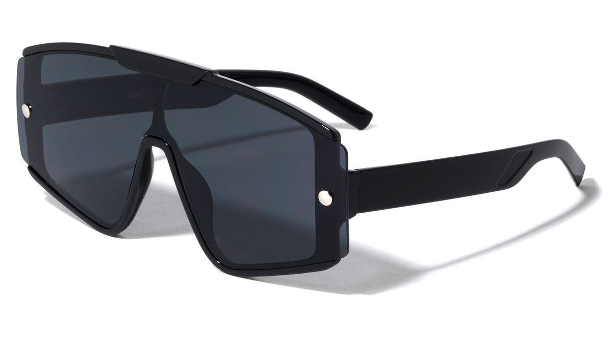Semi Rimless Flat One Piece Fashion Oval Wholesale Sunglasses
