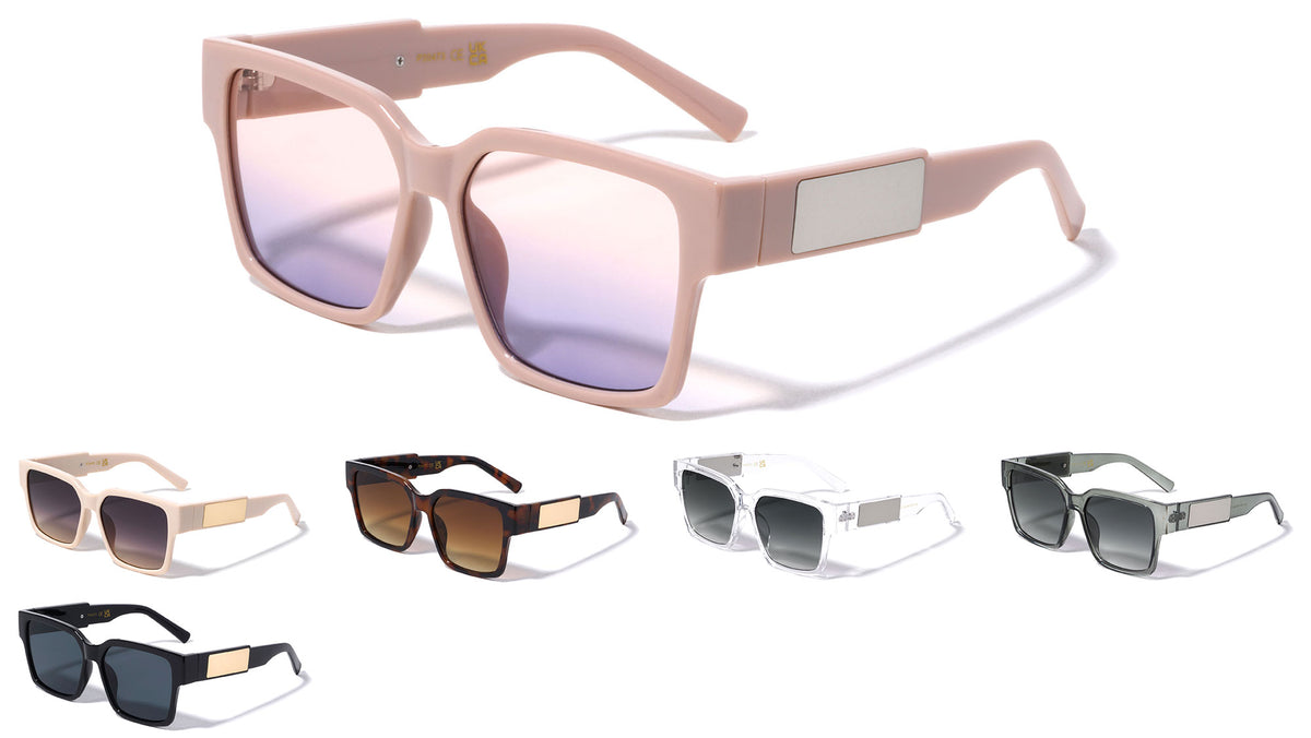 Metal Side Temple Fashion Square Wholesale Sunglasses