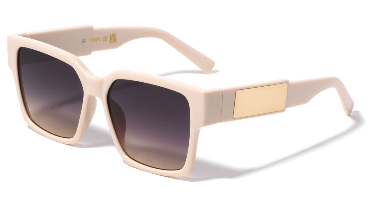 Metal Side Temple Fashion Square Wholesale Sunglasses