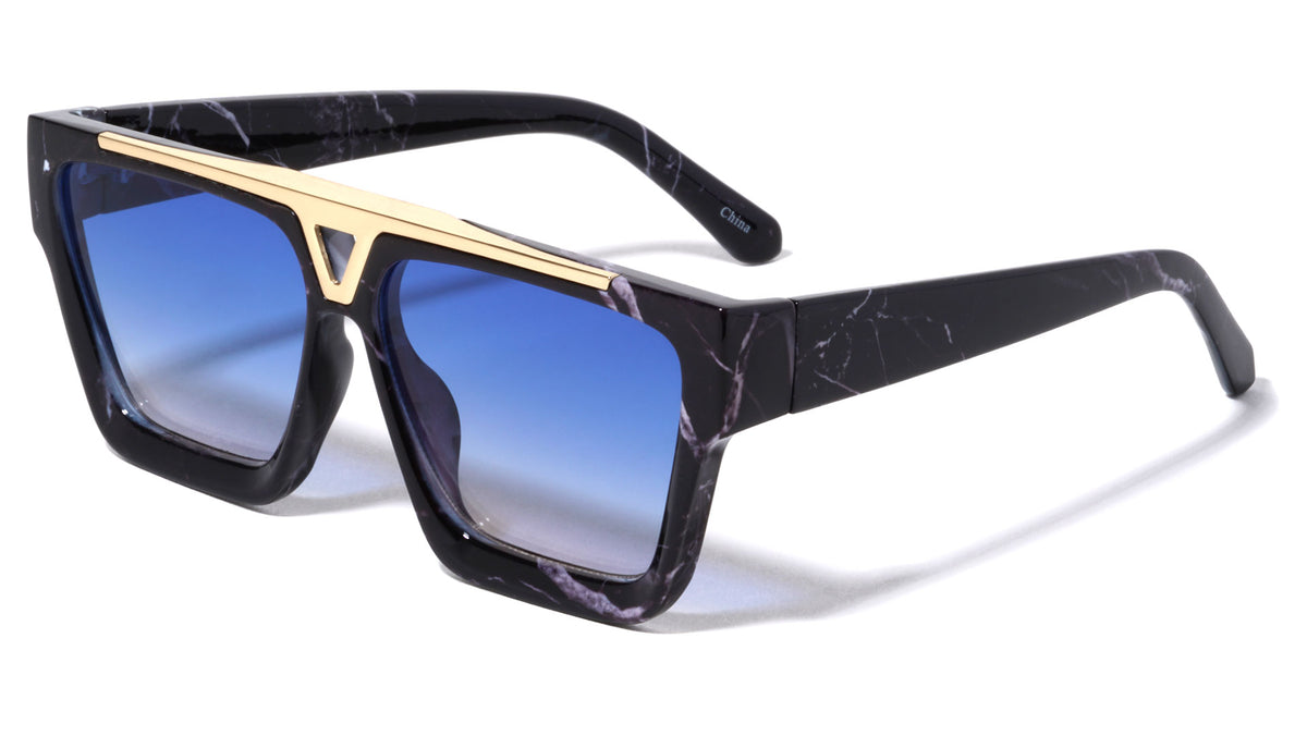 Thick Rim Flat Metal Top Bar Square Wholesale Sunglasses
