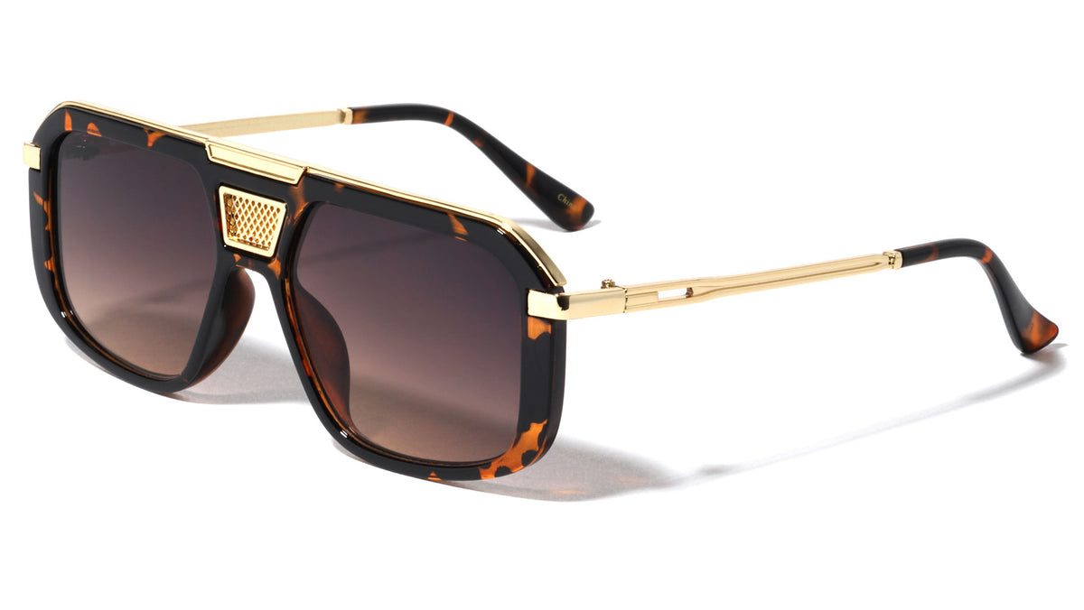Frontal Grille Flat Top Geometric Aviators Wholesale Sunglasses