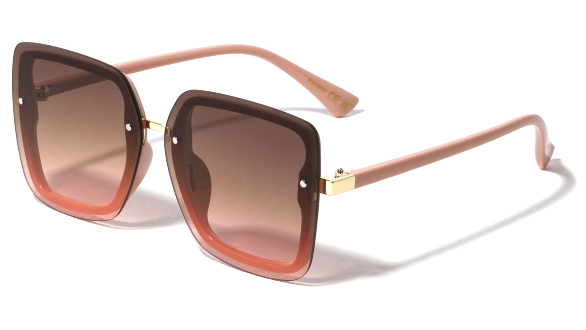 Extended Rimless Lens Butterfly Wholesale Sunglasses