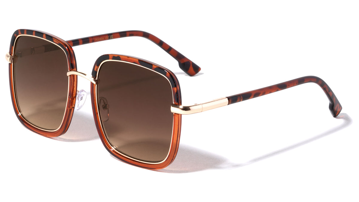 Double Metal Plastic Frame Rounded Square Wholesale Sunglasses