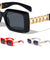 Chain Temple Fashion Rectangle Wholesale Sunglasses