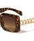 Chain Temple Fashion Rectangle Wholesale Sunglasses