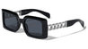Chain Temple Fashion Rectangle Wholesale Sunglasses