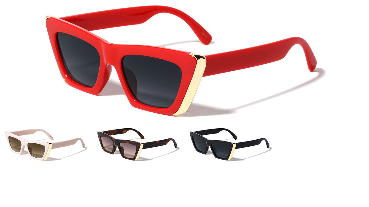 Gold Side Bar Retro Cat Eye Wholesale Sunglasses